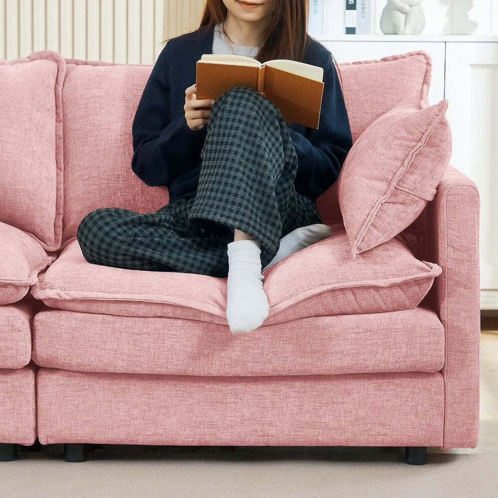 3-Seater Comfy Cloud Couches with Movable Ottoman