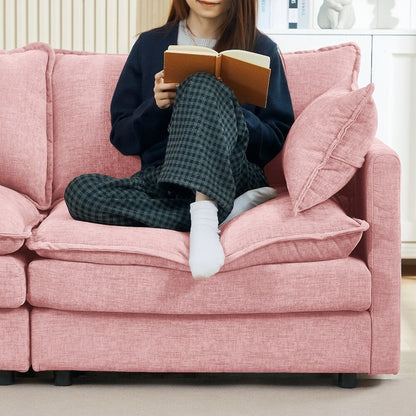 3-Seater Comfy Cloud Couches with Movable Ottoman