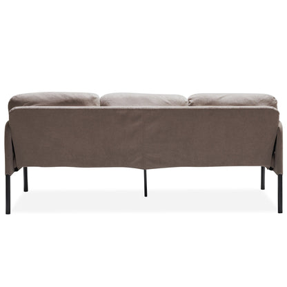 3 Seater L-Shaped Polyester Fabric Sofa with Ottoman, Modern Upholstered Sofa, Comfy Small Couches for Small Space
