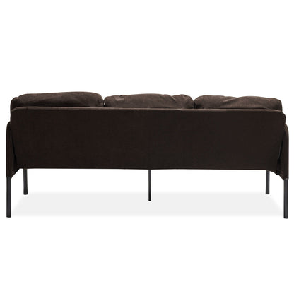 3 Seater L-Shaped Polyester Fabric Sofa with Ottoman, Modern Upholstered Sofa, Comfy Small Couches for Small Space