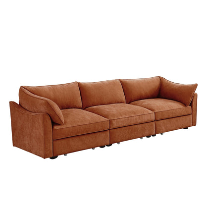 3-Seater Large Wide & Deep Sofa with Pull out Drawers Under Each Seat, Crescent-Shaped Armrests and Wraparound Back