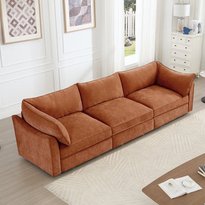 3-Seater Large Wide & Deep Sofa with Pull out Drawers Under Each Seat, Crescent-Shaped Armrests and Wraparound Back