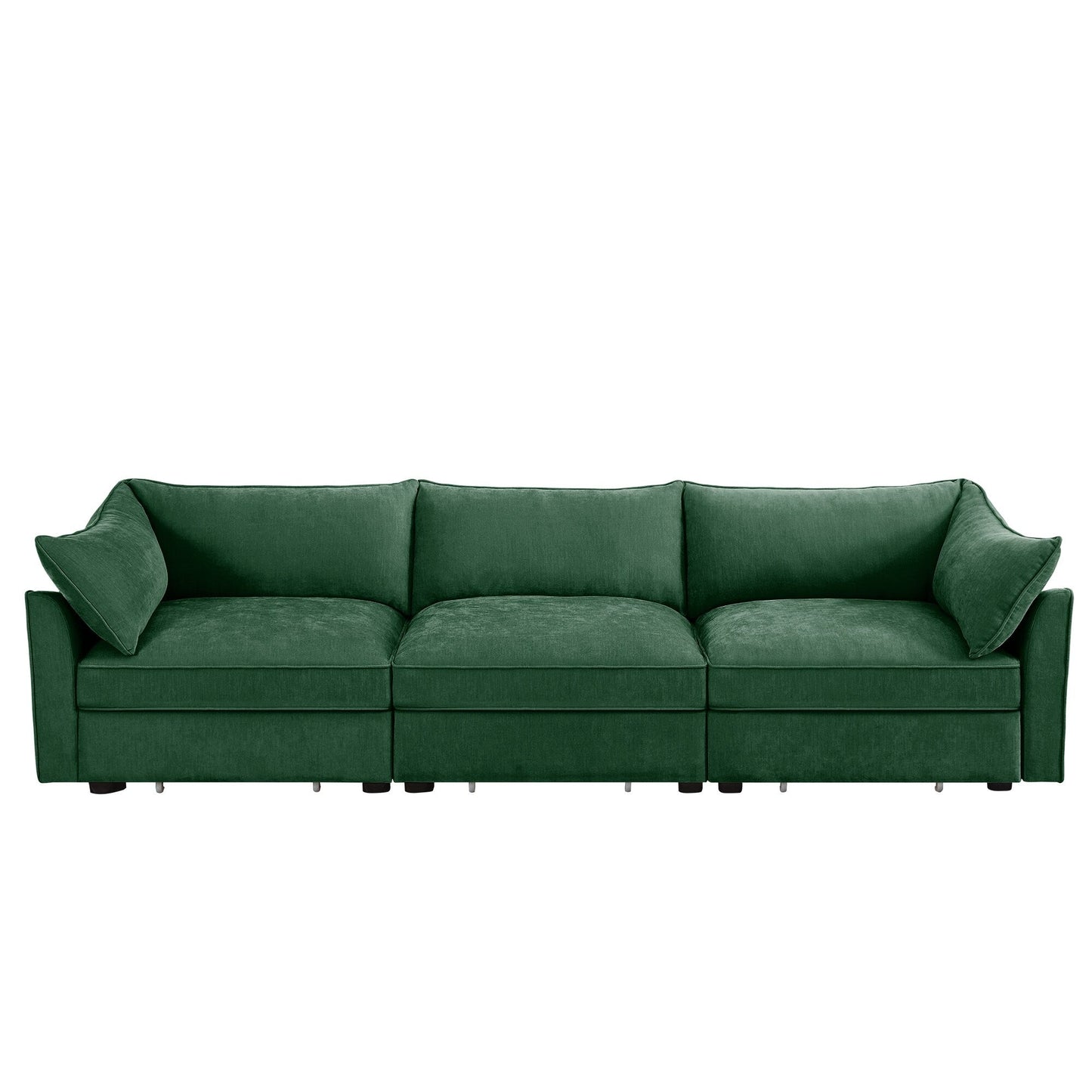 3-Seater Large Wide & Deep Sofa with Pull out Drawers Under Each Seat, Crescent-Shaped Armrests and Wraparound Back