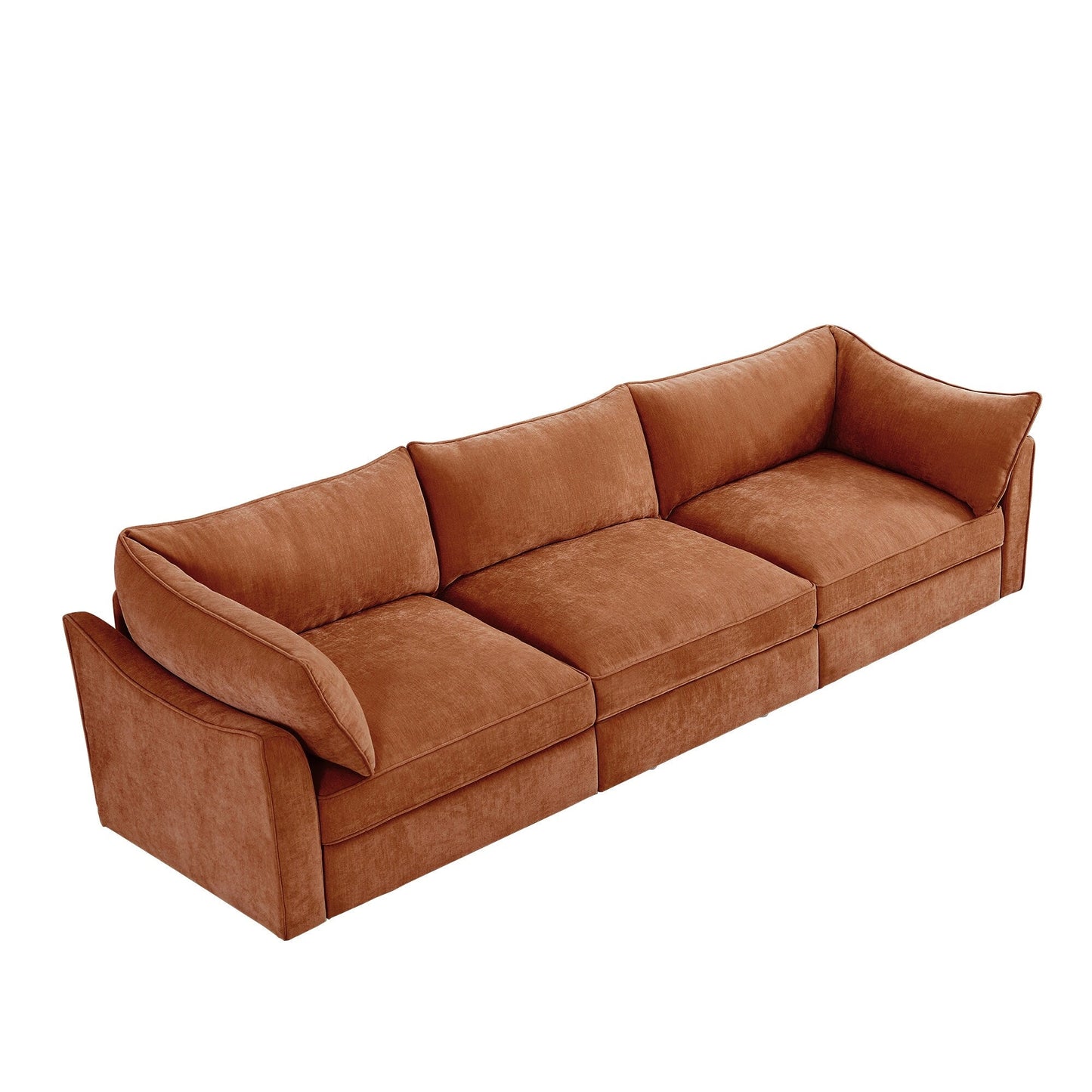3-Seater Large Wide & Deep Sofa with Pull out Drawers Under Each Seat, Crescent-Shaped Armrests and Wraparound Back