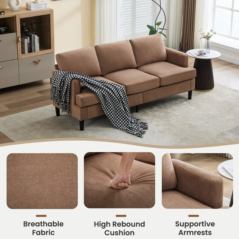 3-Seater Sofa - Breathable Fabric, Supportive Armrests & Sturdy Legs