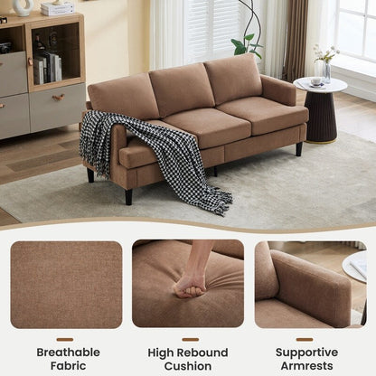 3-Seater Sofa - Breathable Fabric, Supportive Armrests & Sturdy Legs