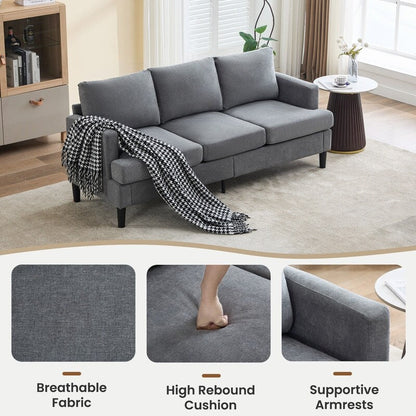 3-Seater Sofa - Breathable Fabric, Supportive Armrests & Sturdy Legs