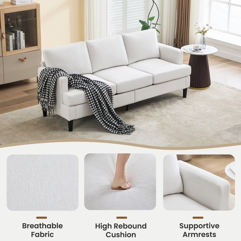 3-Seater Sofa - Breathable Fabric, Supportive Armrests & Sturdy Legs