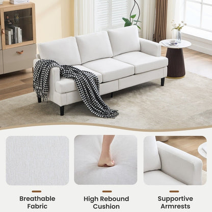 3-Seater Sofa - Breathable Fabric, Supportive Armrests & Sturdy Legs