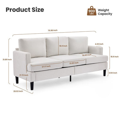 3-Seater Sofa - Breathable Fabric, Supportive Armrests & Sturdy Legs