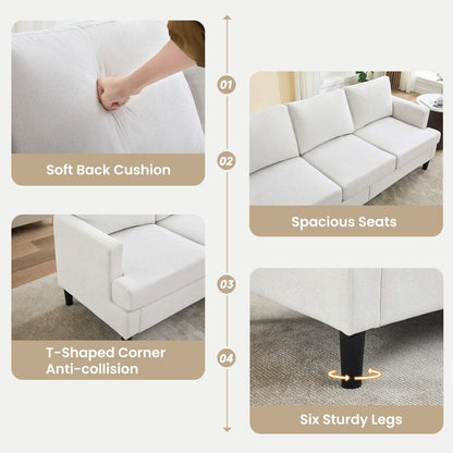 3-Seater Sofa - Breathable Fabric, Supportive Armrests & Sturdy Legs