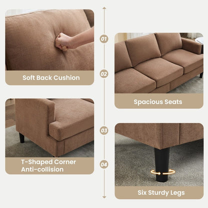 3-Seater Sofa - Breathable Fabric, Supportive Armrests & Sturdy Legs