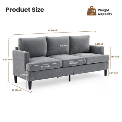 3-Seater Sofa - Breathable Fabric, Supportive Armrests & Sturdy Legs