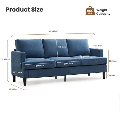 3-Seater Sofa - Breathable Fabric, Supportive Armrests & Sturdy Legs