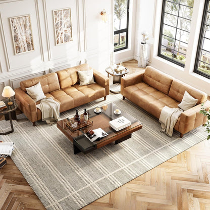 3-Seater Sofa Couch, 83 Wide Faux Leather Sofa Couch with Spring Cushion, Modern Sofa