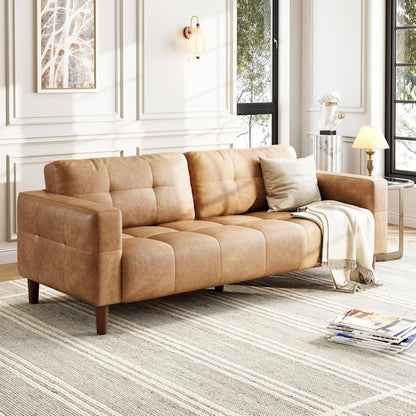 3-Seater Sofa Couch, 83 Wide Faux Leather Sofa Couch with Spring Cushion, Modern Sofa