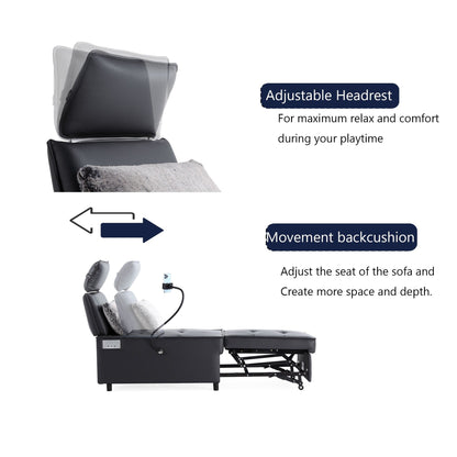 3-in-1 Convertible Chair Bed Adjustable Sofa Reclining Lounge with Bluetooth Speakers, USB Ports and Soft Pillow