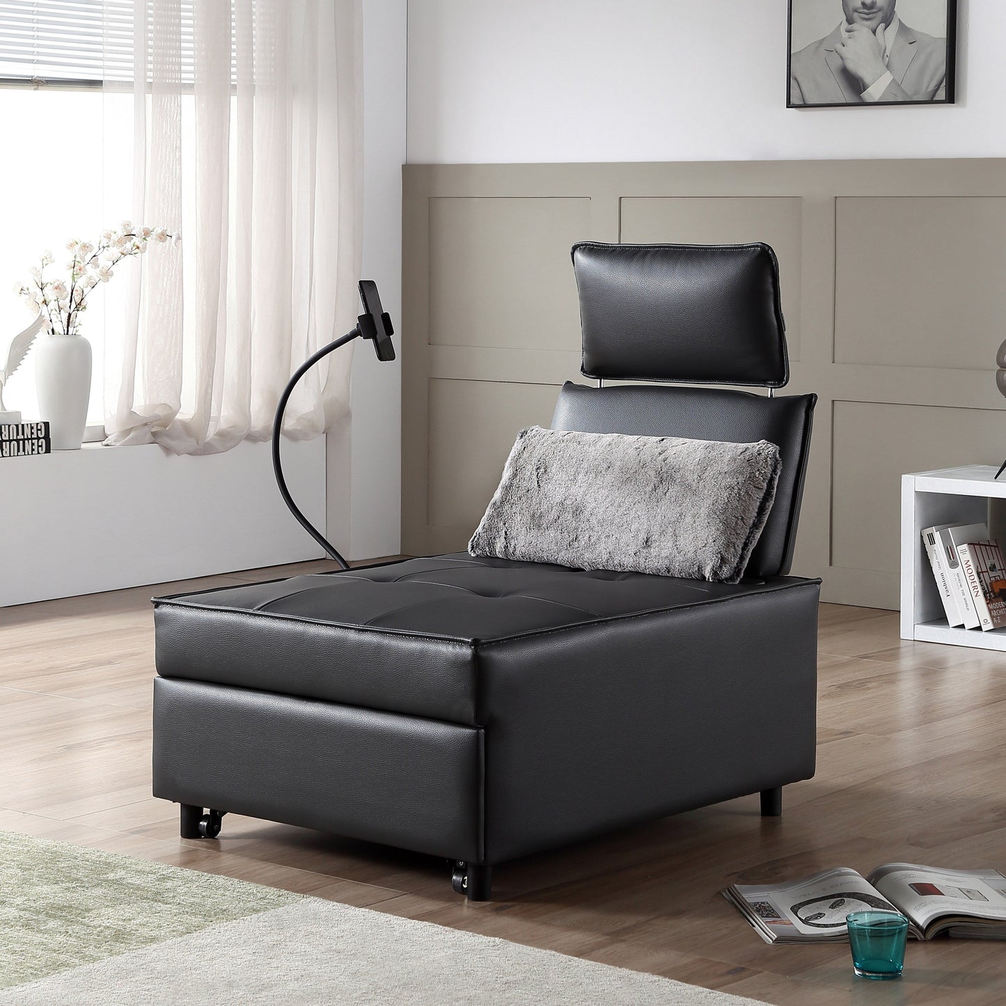 3-in-1 Convertible Chair Bed Adjustable Sofa Reclining Lounge with Bluetooth Speakers, USB Ports and Soft Pillow