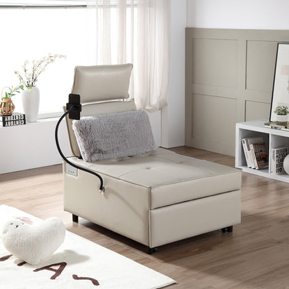 3-in-1 Convertible Chair Bed Adjustable Sofa Reclining Lounge with Bluetooth Speakers, USB Ports and Soft Pillow