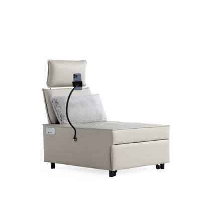 3-in-1 Convertible Chair Bed Adjustable Sofa Reclining Lounge with Bluetooth Speakers, USB Ports and Soft Pillow