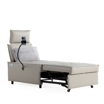 3-in-1 Convertible Chair Bed Adjustable Sofa Reclining Lounge with Bluetooth Speakers, USB Ports and Soft Pillow