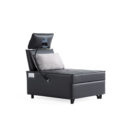 3-in-1 Convertible Chair Bed Adjustable Sofa Reclining Lounge with Bluetooth Speakers, USB Ports and Soft Pillow