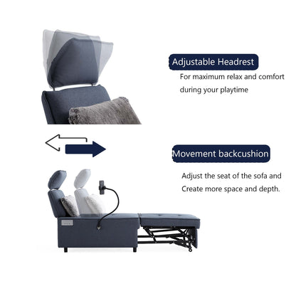 3-in-1 Convertible Chair Bed Adjustable Sofa Reclining Lounge with Bluetooth Speakers, USB Ports and Soft Pillow