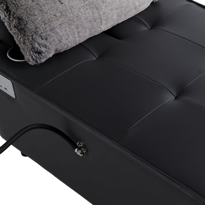 3-in-1 Convertible Chair Bed Adjustable Sofa Reclining Lounge with Bluetooth Speakers, USB Ports and Soft Pillow