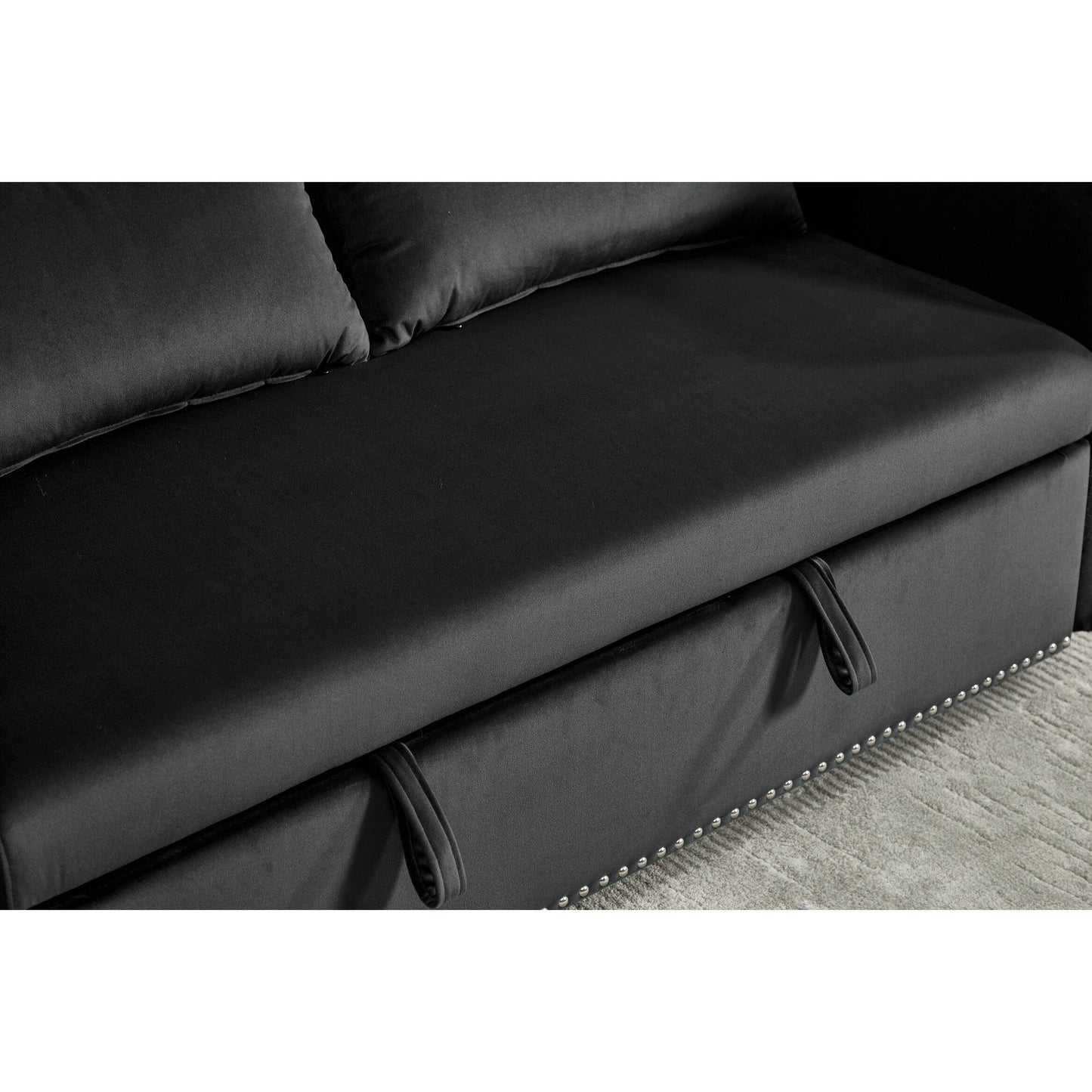 3 in 1 Convertible Sleeper Futon Sofa Bed, 55 Loveseat Lounge Couches with 2 Pillows, USB Ports & Side Pockets
