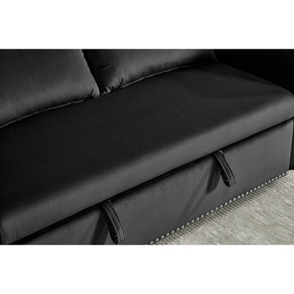 3 in 1 Convertible Sleeper Futon Sofa Bed, 55 Loveseat Lounge Couches with 2 Pillows, USB Ports & Side Pockets