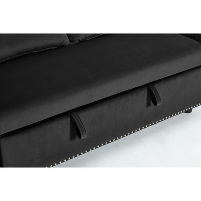 3 in 1 Convertible Sleeper Futon Sofa Bed, 55 Loveseat Lounge Couches with 2 Pillows, USB Ports & Side Pockets