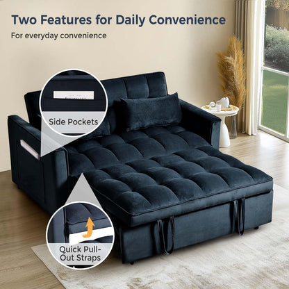 3 in 1 Velvet Sofa Bed with Adjustable Backrest