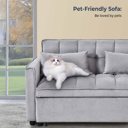 3 in 1 Velvet Sofa Bed with Adjustable Backrest