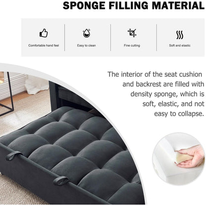 3-in-1 Velvet Sleeper Sofa Bed - Pull Out Couch with Adjustable Backrest, Armrests & Storage Pockets for Living Room