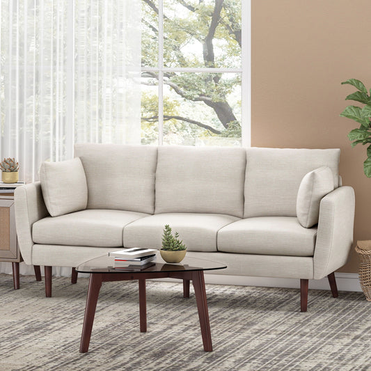 3-seater Sofa with Birchwood Legs and Pillows