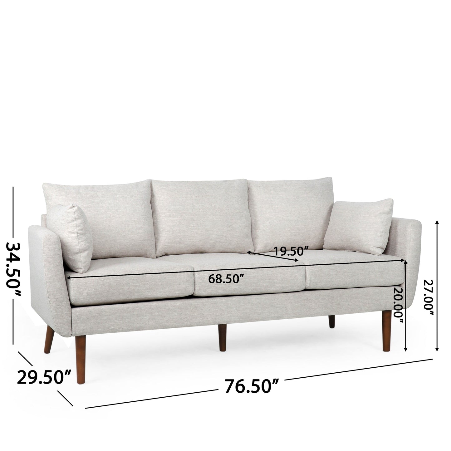 3-seater Sofa with Birchwood Legs and Pillows