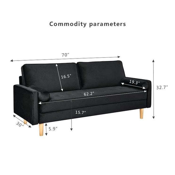 3-seater Sofa with Cotton Cushion