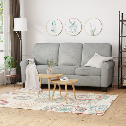 3-seater Sofa with Overstuffed Cushions and Tapered Legs