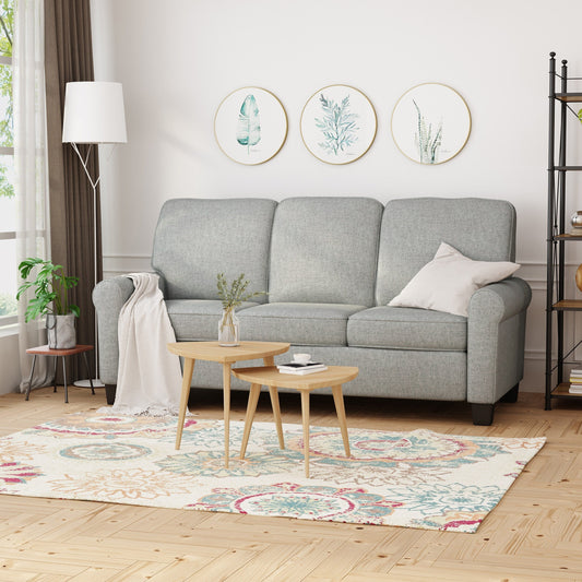 3-seater Sofa with Overstuffed Cushions and Tapered Legs