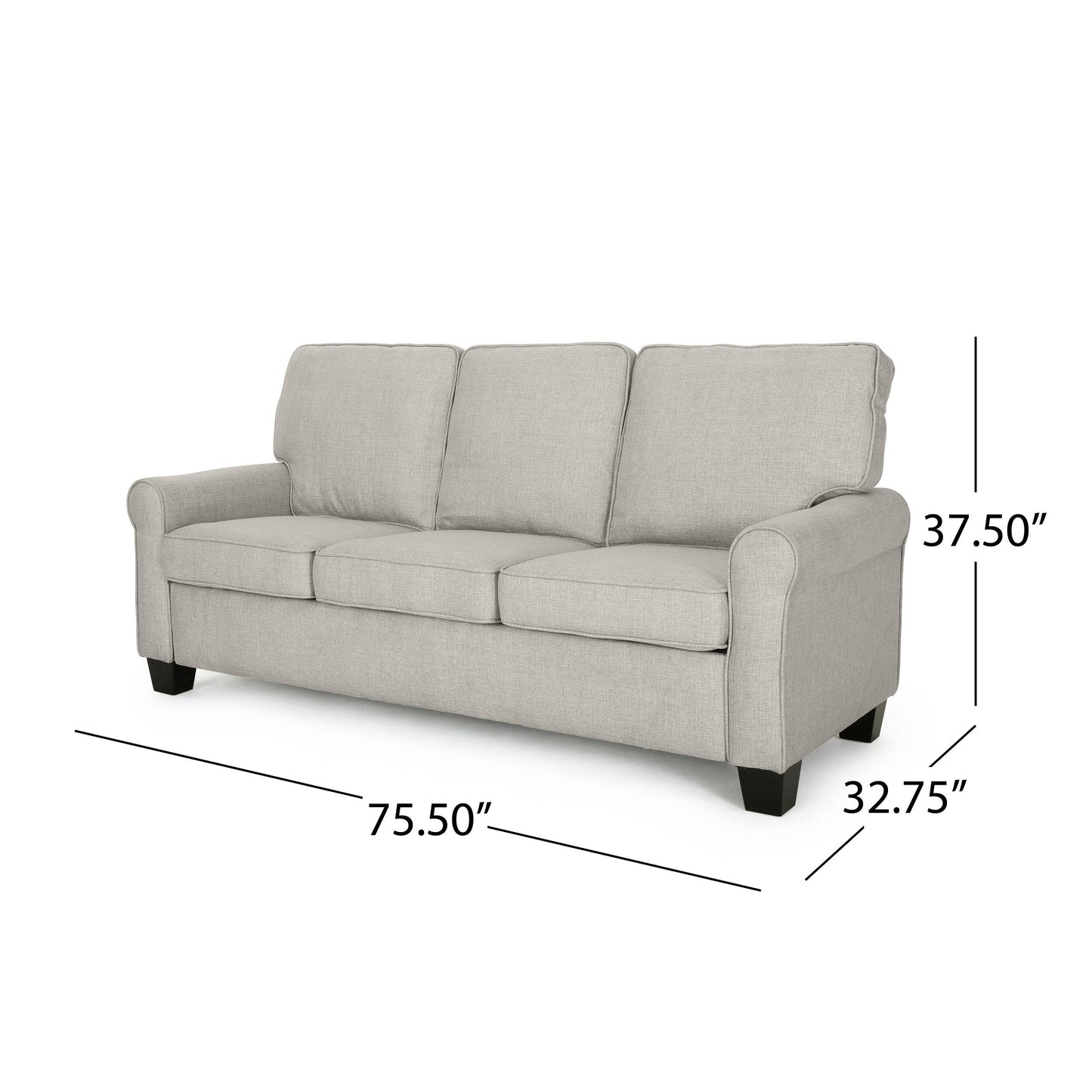 3-seater Sofa with Overstuffed Cushions and Tapered Legs