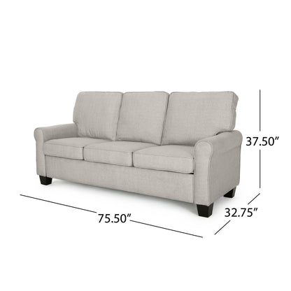 3-seater Sofa with Overstuffed Cushions and Tapered Legs