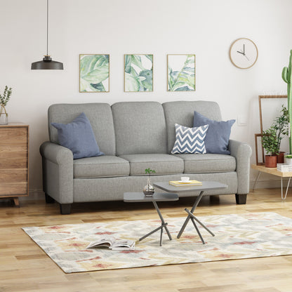 3-seater Sofa with Overstuffed Cushions and Tapered Legs