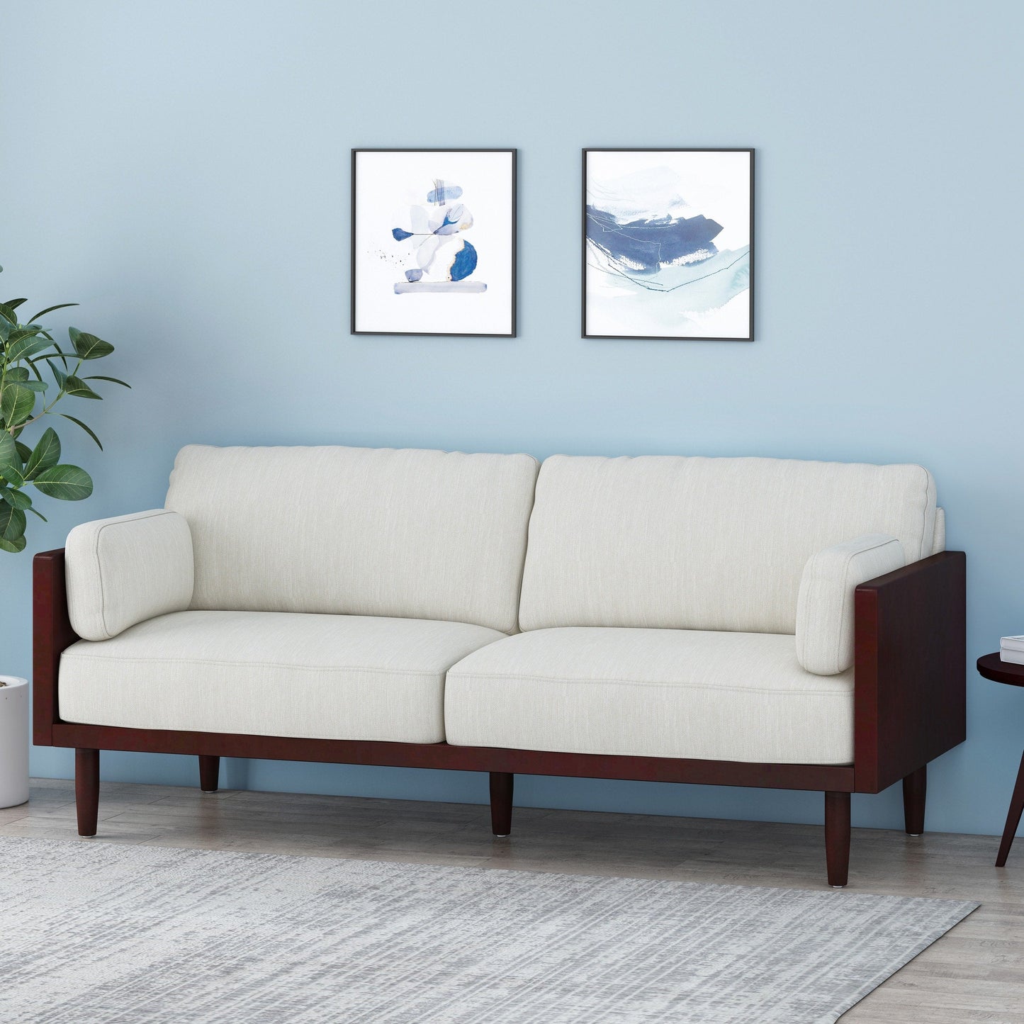 3-seater Sofa with Wood Legs and Exposed Frame