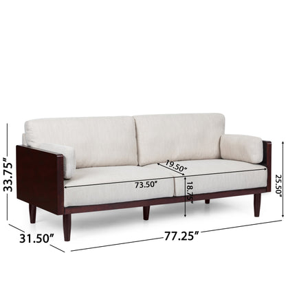 3-seater Sofa with Wood Legs and Exposed Frame