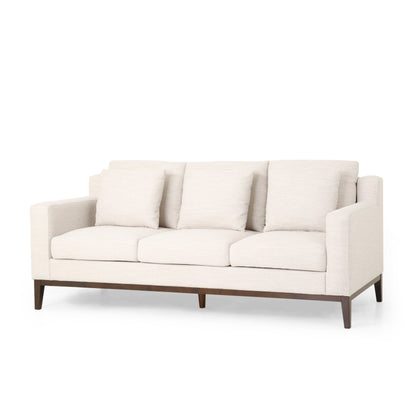 3-seater Sofa with Wood Legs and Matching Pillows