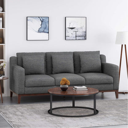 3-seater Sofa with Wood Legs and Matching Pillows