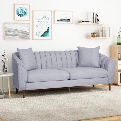 3-seater Sofa with Wood Legs and Pillows