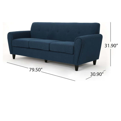 3-seater Sofa with Wood Legs and Plywood Frame