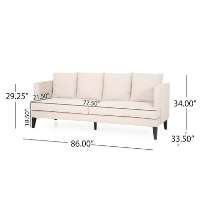 3-seater Sofa with Wood Legs and Tufted Back