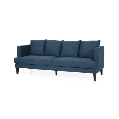 3-seater Sofa with Wood Legs and Tufted Back